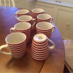Pfaltzgraff Kenna red striped coffee mugs